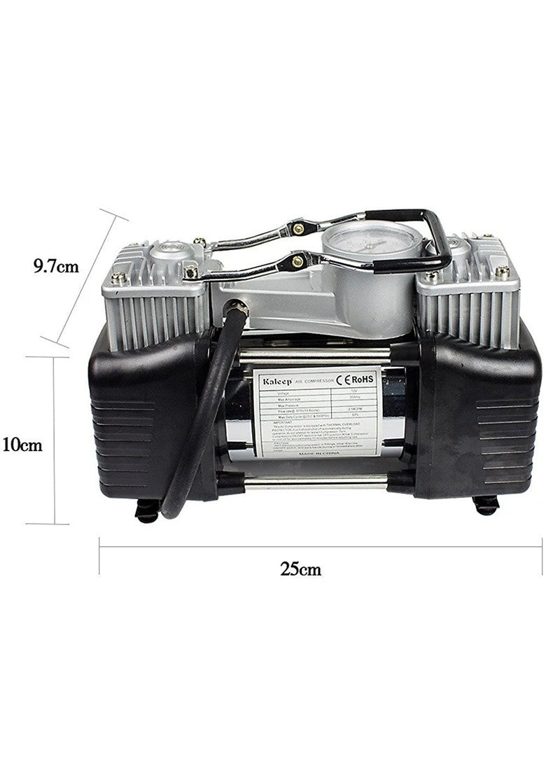 Portable Air Compressor Pump Tire Inflator with Digital Gauge, Heavy Duty Double Cylinder 12V Tire Pump 150 PSI with Tire Repair Kit MK-718