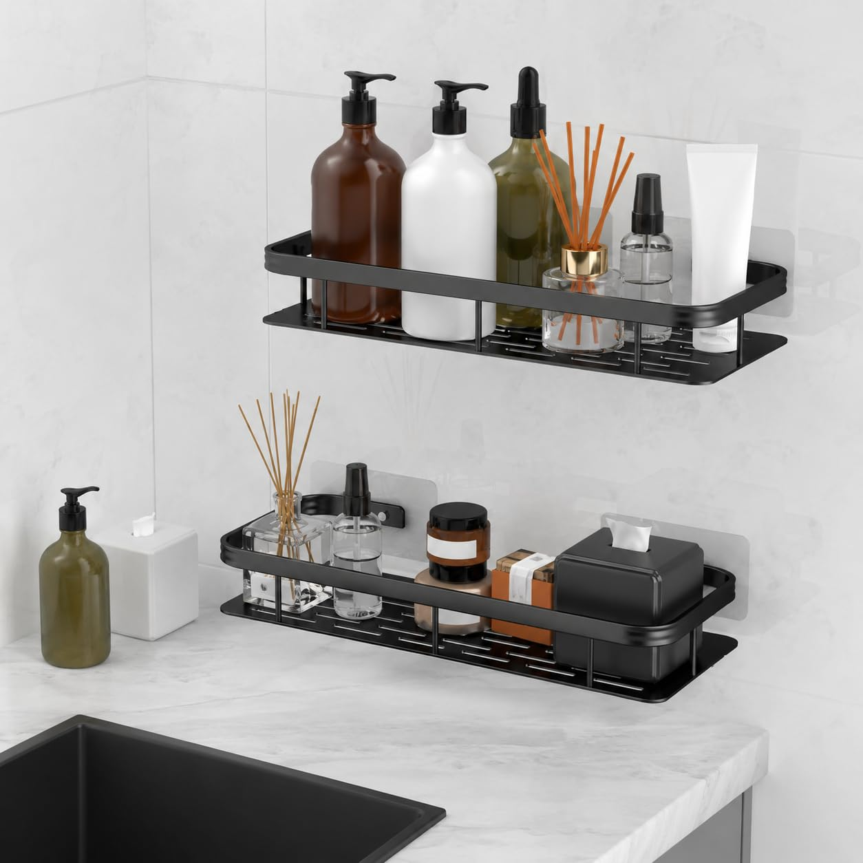 Aluminium Bathroom Shelf Self Adhesive for Wall Shelf Organizer