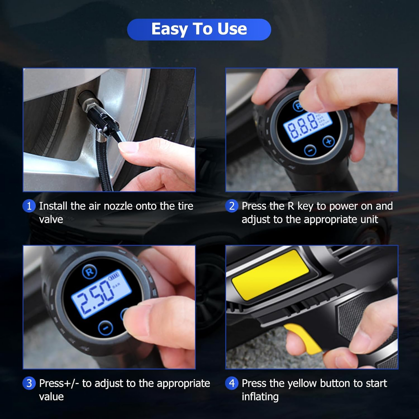 Tyre Inflator Pump Car Air Compressor Auto Shut-Off Portable 12V MK-321