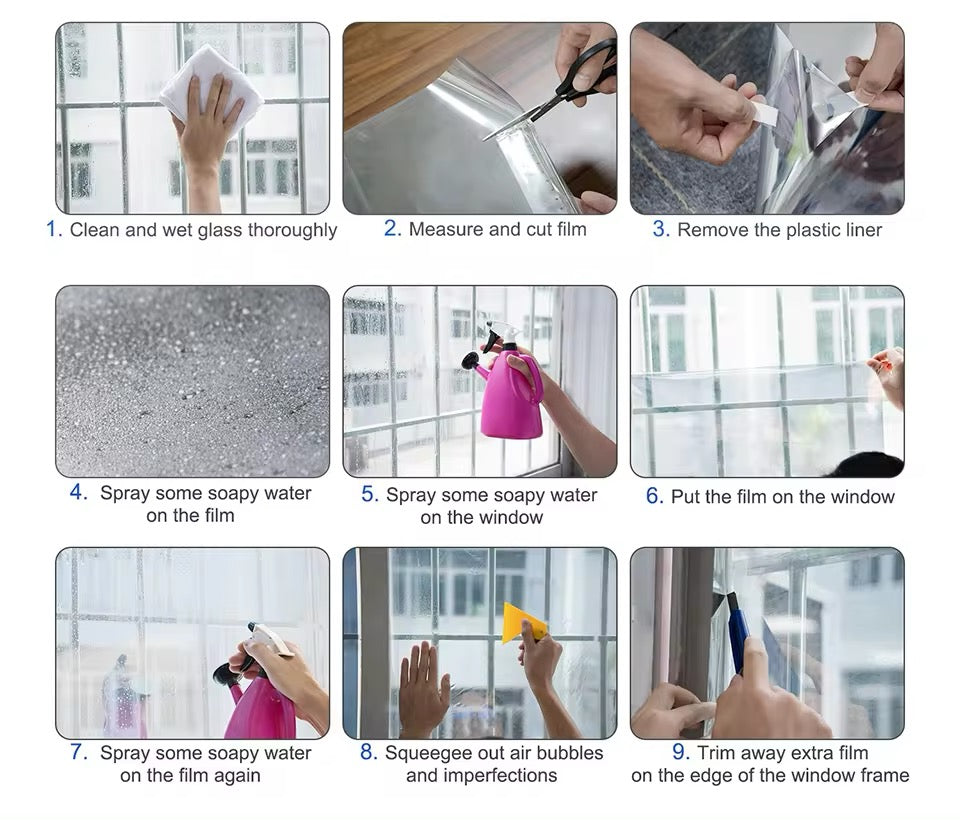 Privacy Window Film Glass Roll Film Sunscreen Glass Sticker Self Adhesive Heat Control 50x100cm