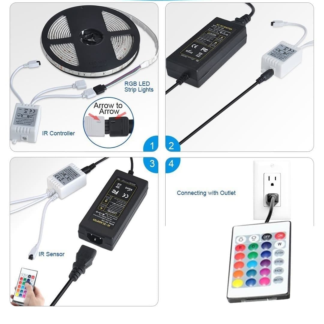 RGB Led Light 5 Meter Waterproof Phone App Bluetooth + Remote Controller