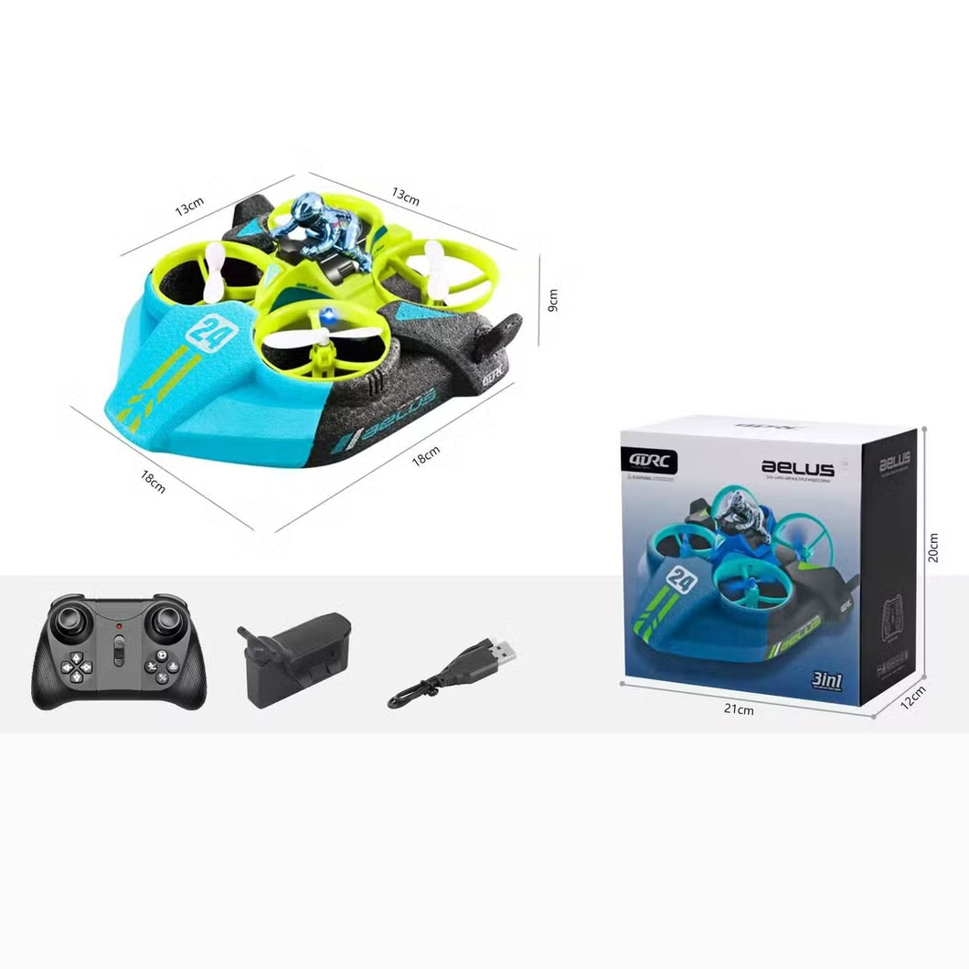 RC Drone 3 in 1 Sea-Land-Air Mode Waterproof Hovercraft Toy