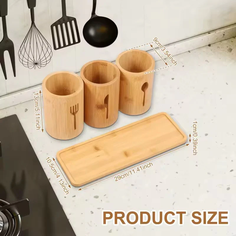 Bamboo Organiser Multi-Slot Utensil