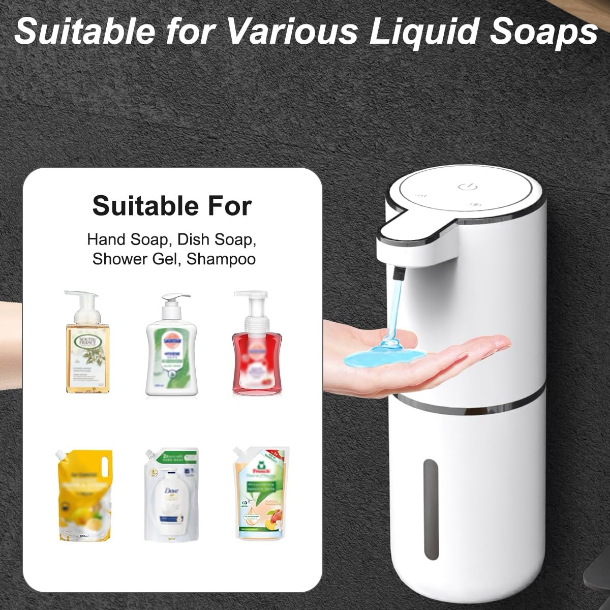 USB C Rechargeable Soap Dispenser, Wall Mounted