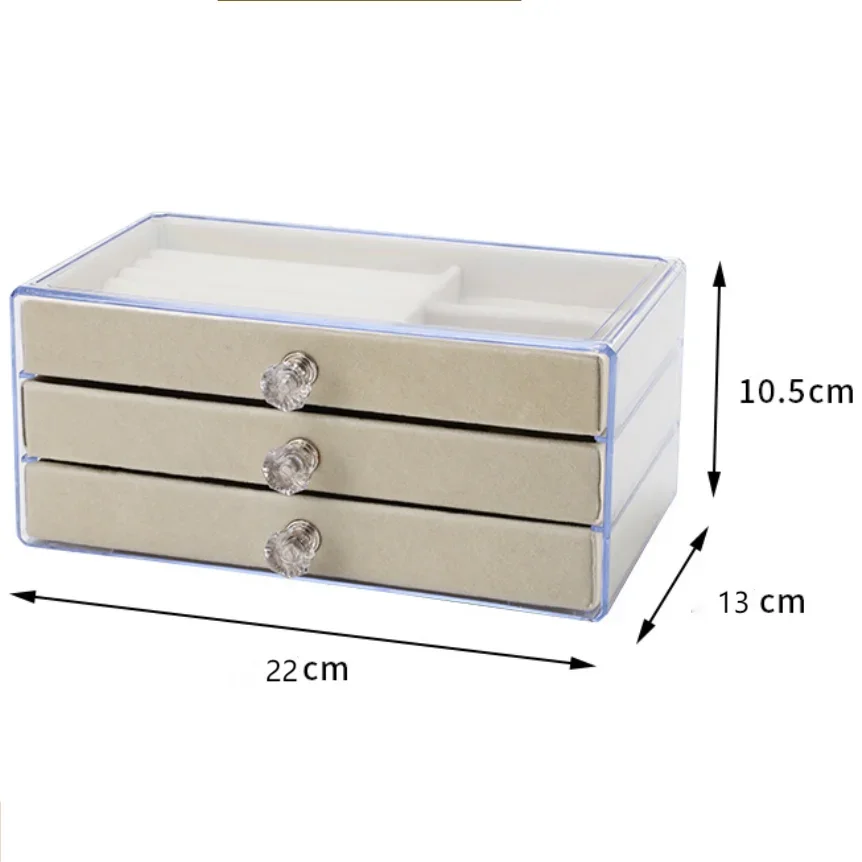 Clear Acrylic Jewelry Organizer Box With 3 Drawers