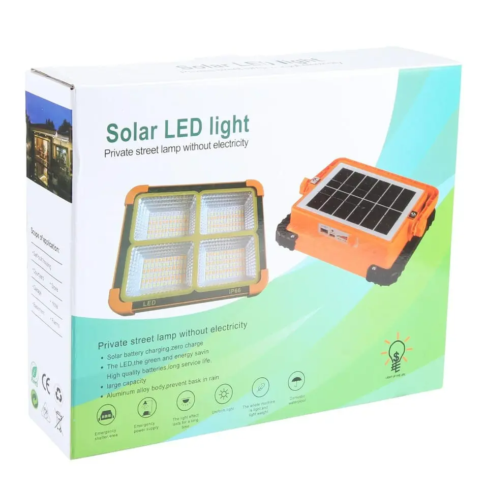 The IP66 rechargeable work light has adjustable LED lighting for outdoor use during camping, emergencies, and car repairs.