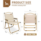Folding Chair Camping Chairs for Adults Wood Armrest Black