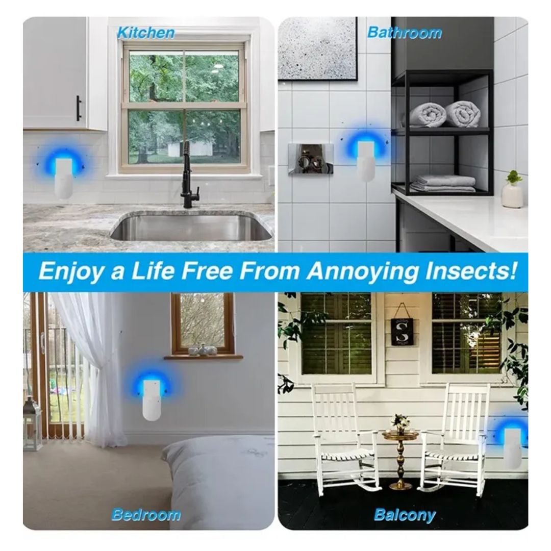 Fly Insect Trap Plug-in Mosquito Killer Gnat Moth Catcher Fly Tapper UV Attractant Catcher, EU Plug 1800 - White