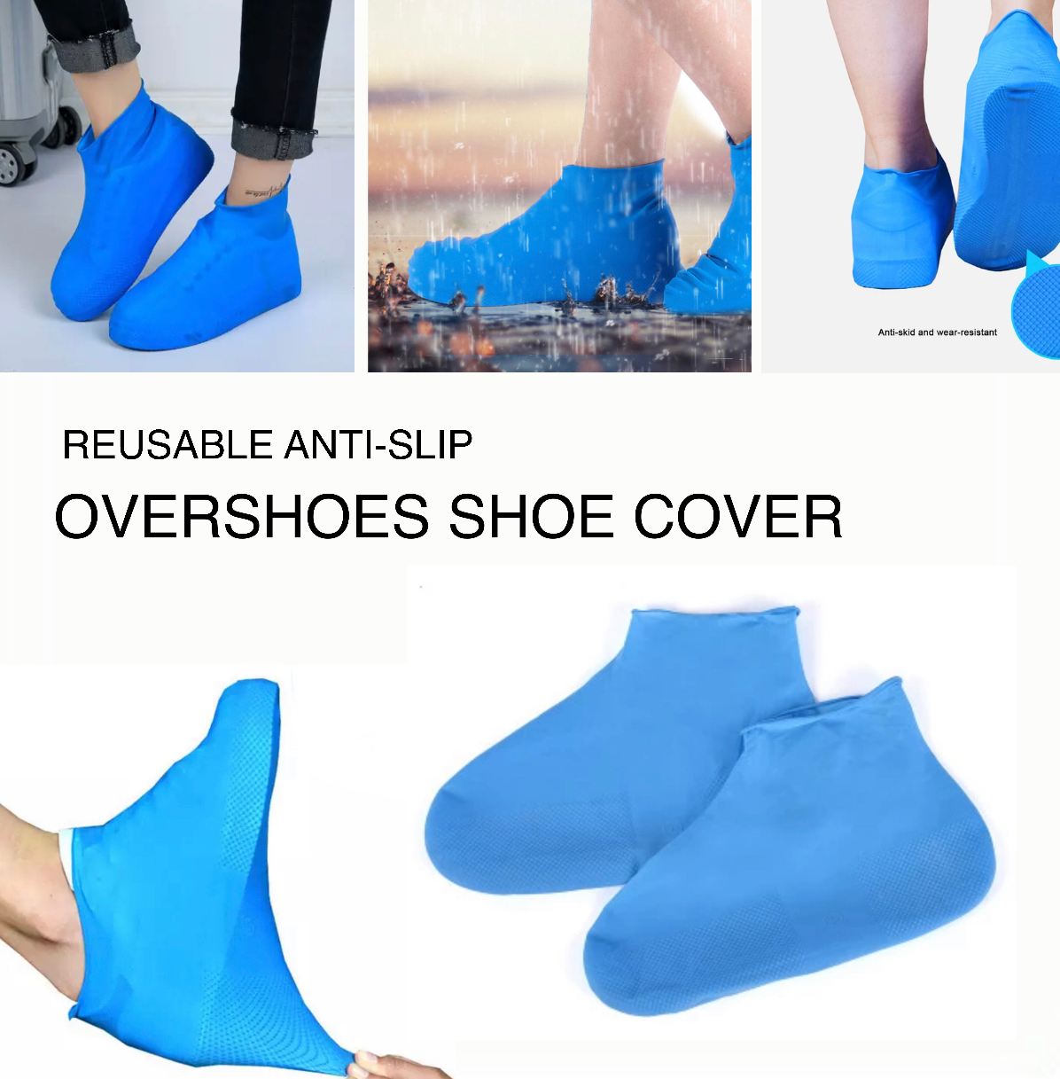 WaterProof Shoe Covers, Reusable Silicone Rain Shoes Cover