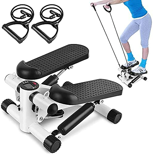 Mini Stair Stepper with Resistance Bands – Portable Full Body Home Workout Machine