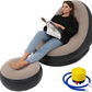 Portable Inflatable Bed Sofa Flocking Couch Set with Footstool