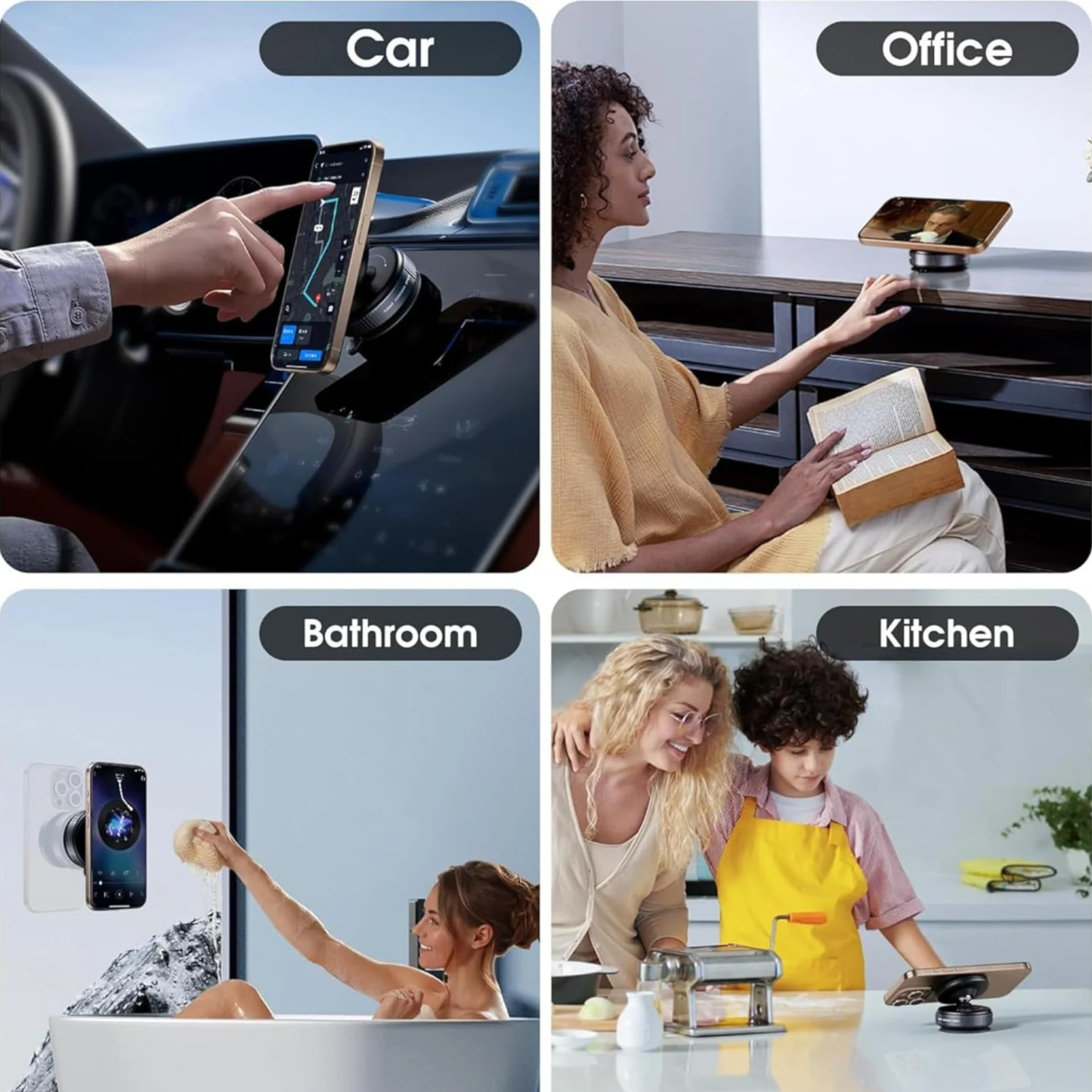 Magnetic Phone Holder Bracket with Rotating Vacuum Suction (K009)