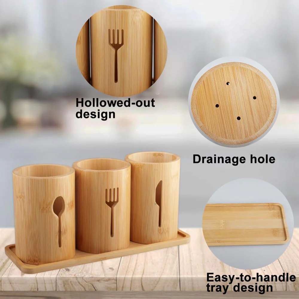Bamboo Organiser Multi-Slot Utensil