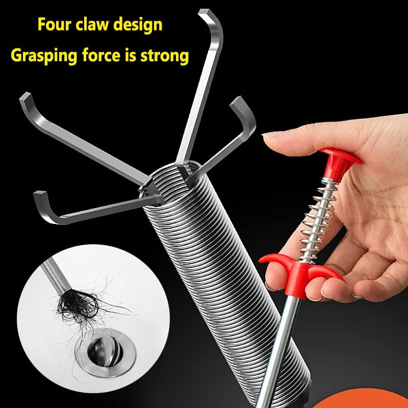 Clog Remover Tool, Drain Cleaner Flexible Grabber Claw Reacher Tool with 4 Claws Bendable