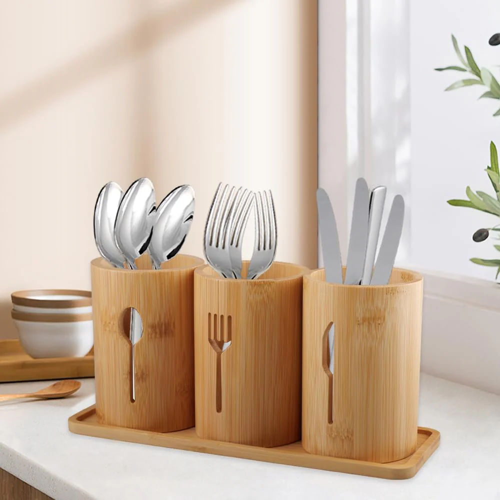 Bamboo Organiser Multi-Slot Utensil