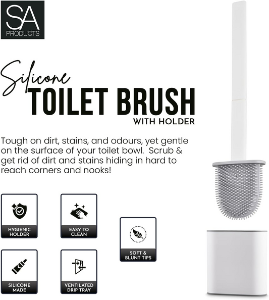 Silicone Toilet Brush Set - Bendable Deep Cleaning Feature