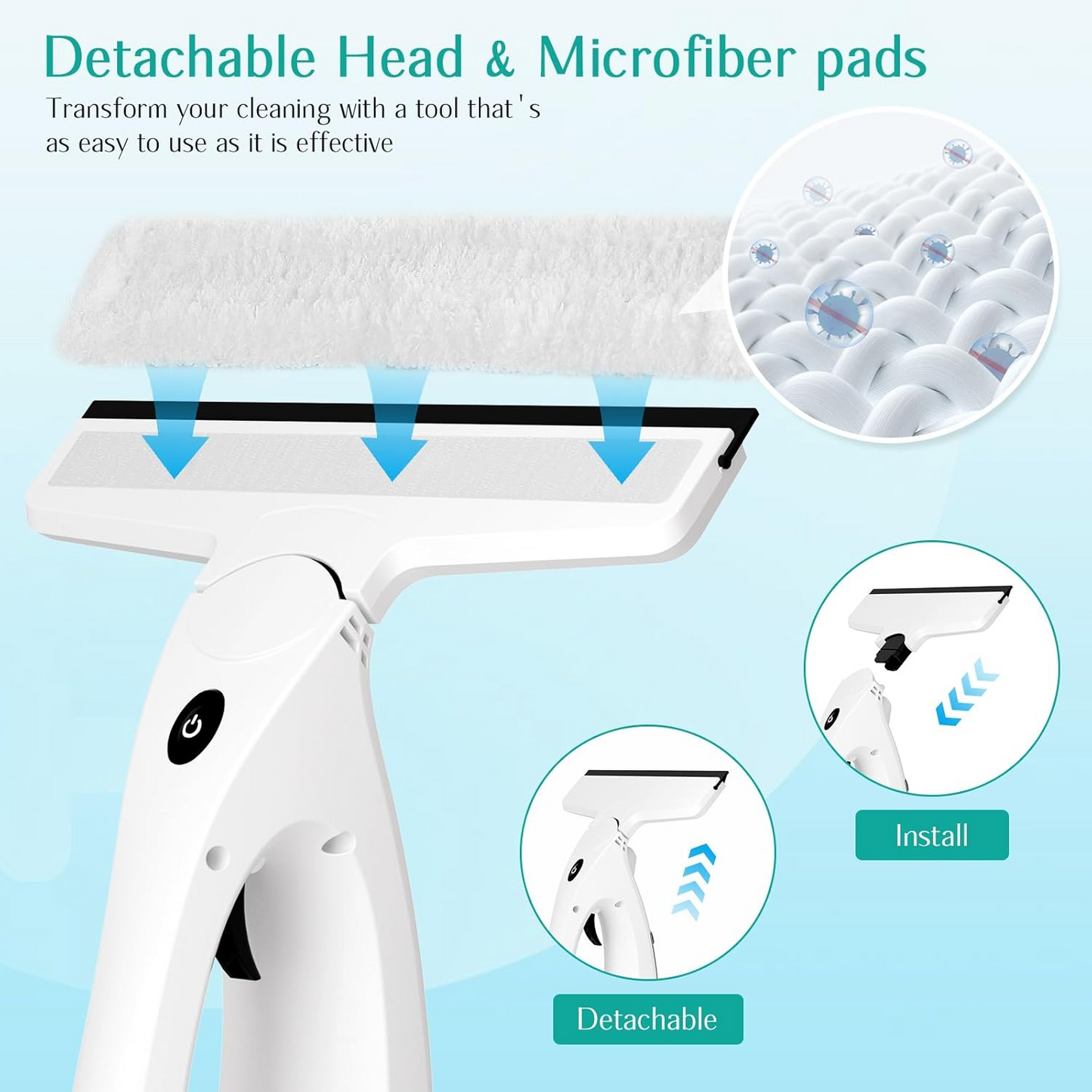 4 in 1 Rechargeable Cordless Window Vacuum Cleaner with Window Puller