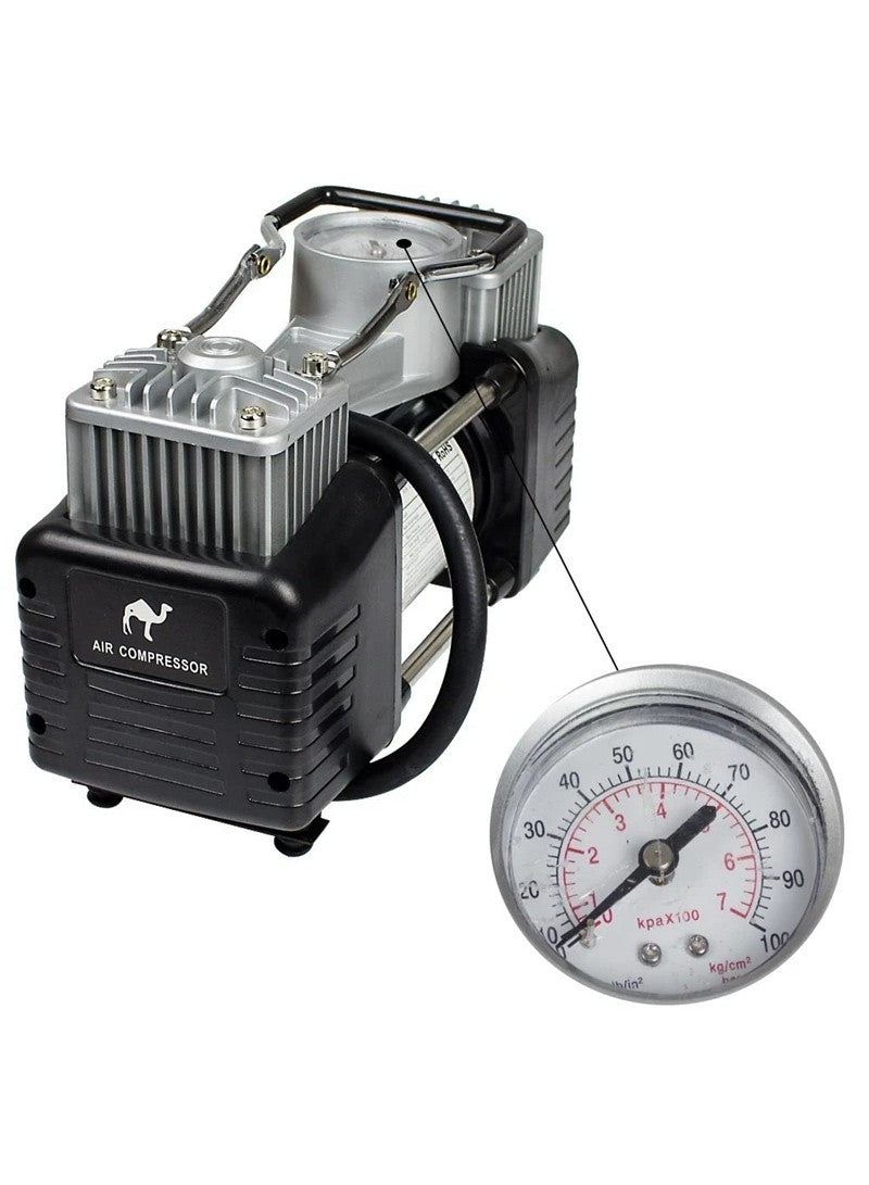 Portable Air Compressor Pump Tire Inflator with Digital Gauge, Heavy Duty Double Cylinder 12V Tire Pump 150 PSI with Tire Repair Kit MK-718