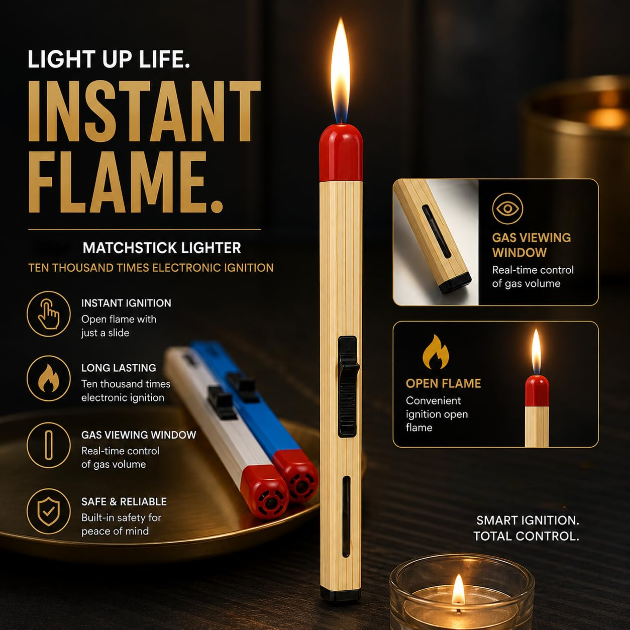 Match Stick Shaped Butane Lighter with Long Handle |