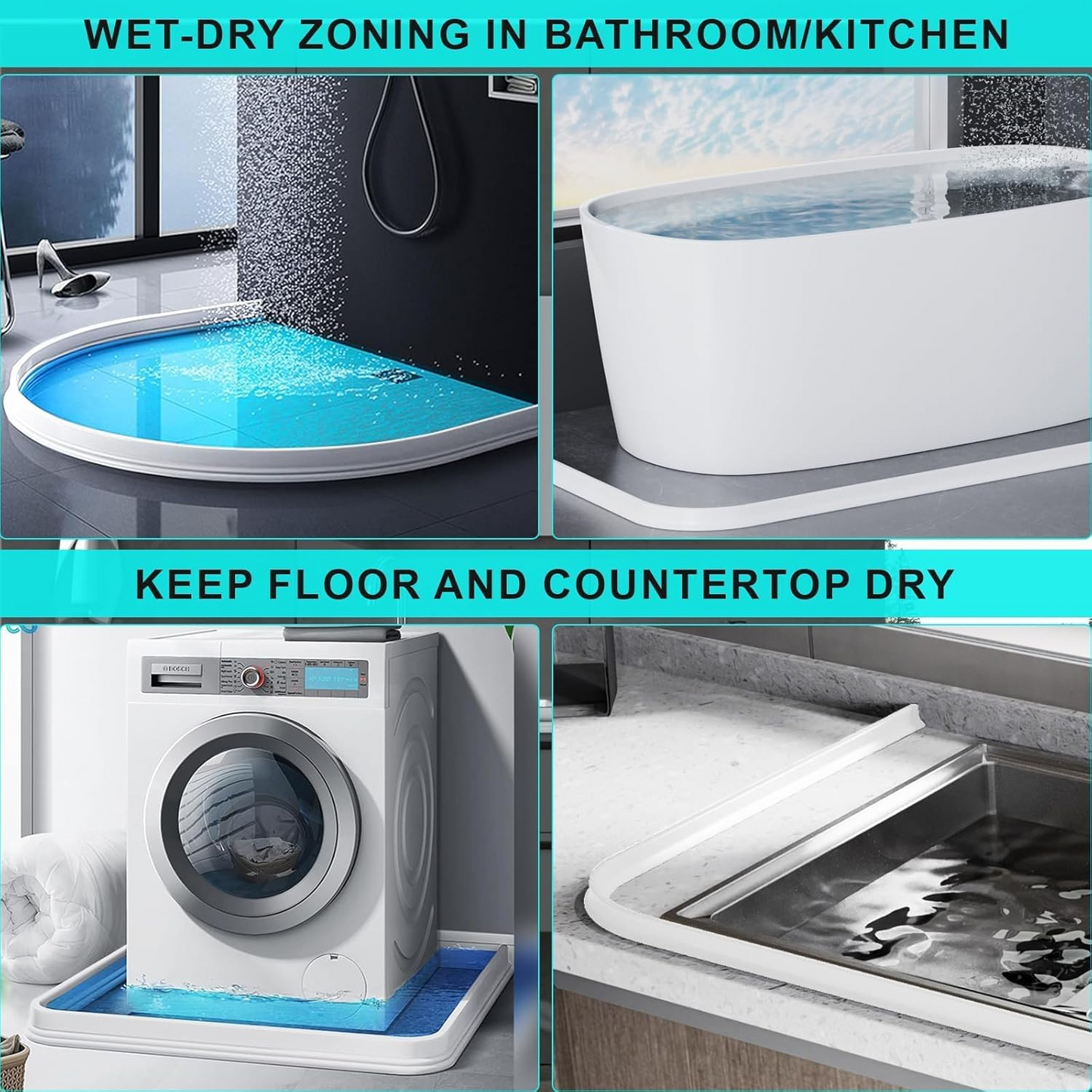Collapsible Silicone Shower Water Guard