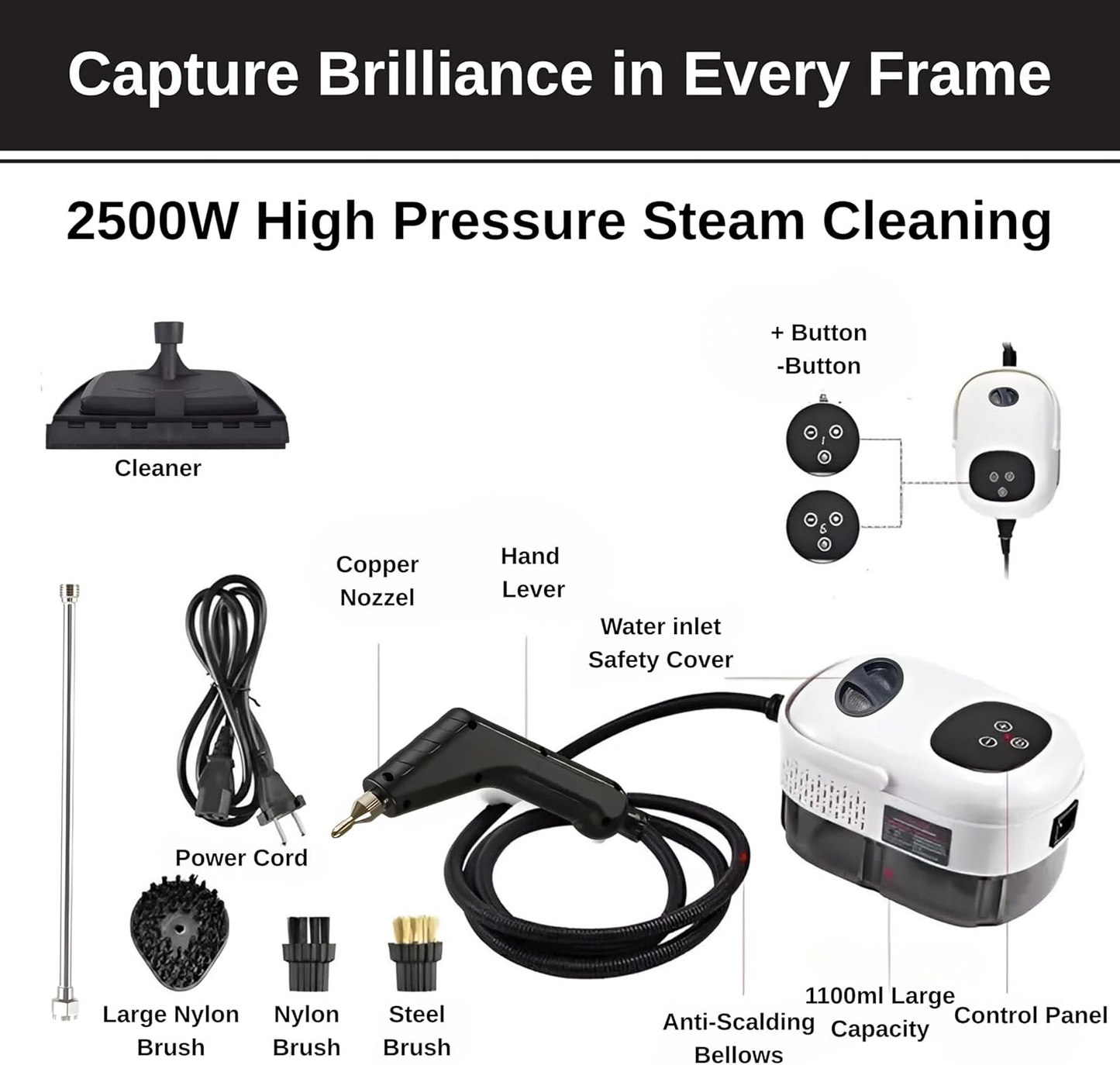 2500W High-Pressure Handheld 6 level Steam Cleaner