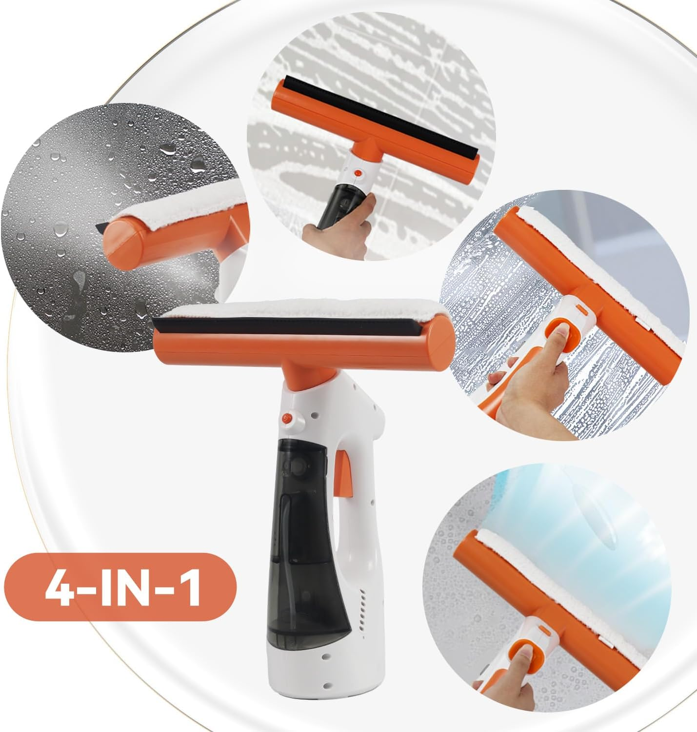 4 in 1 Rechargeable Cordless Window Vacuum Cleaner with Window Puller