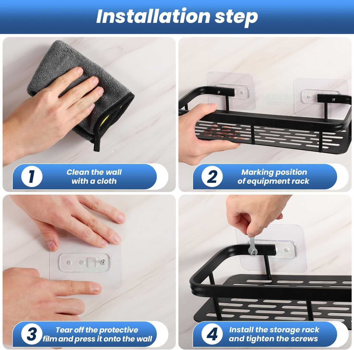 Aluminium Bathroom Shelf Self Adhesive for Wall Shelf Organizer
