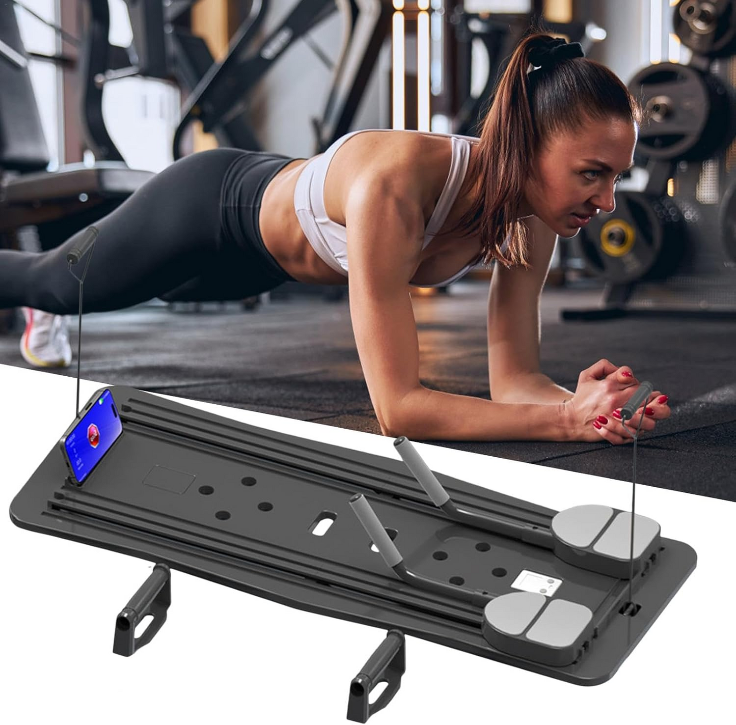 Pilates Reformer Board Machine Foldable – Multifunctional Home Fitness Board with Ab Roller