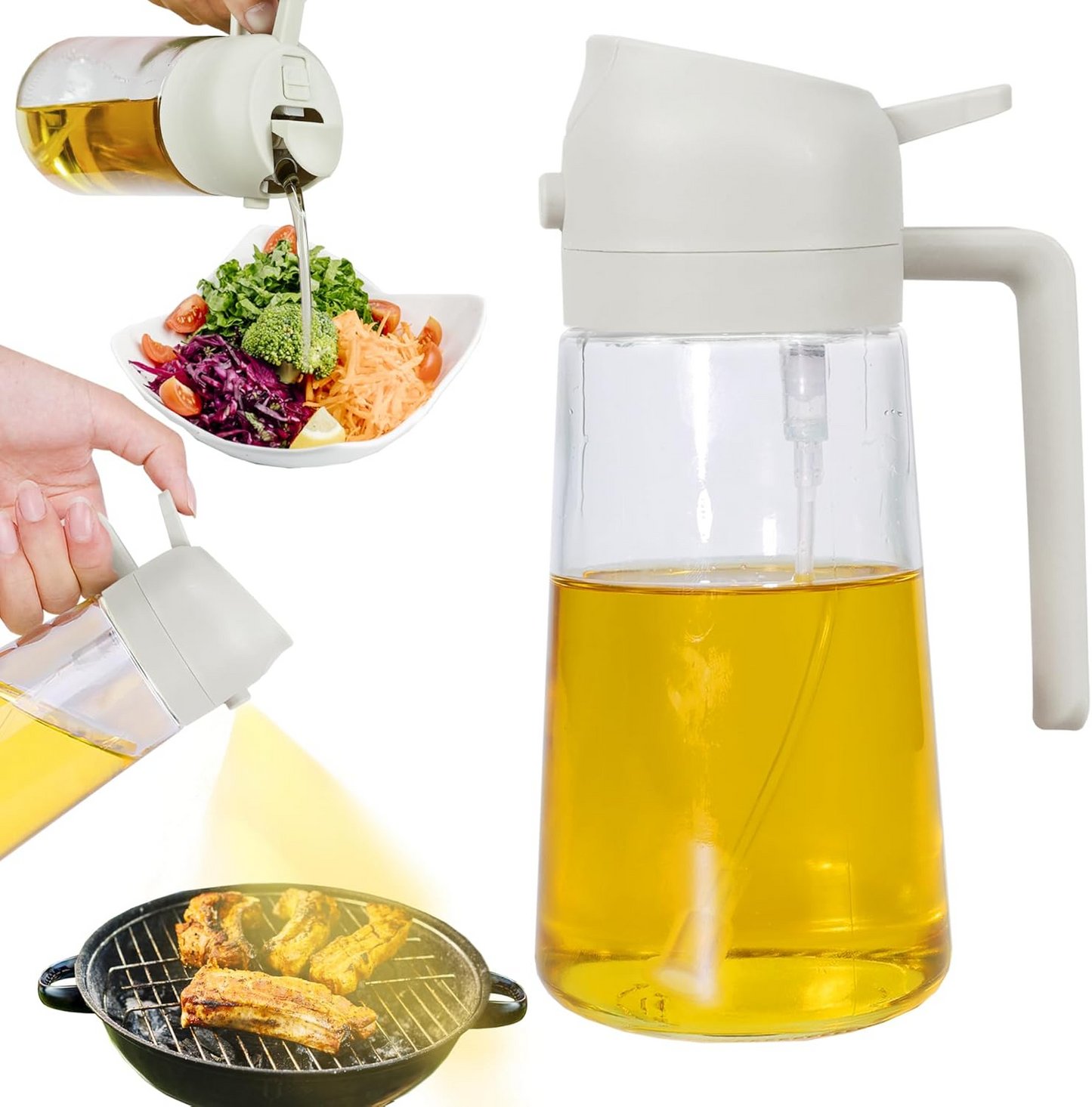 2 in 1 Olive Oil Dispenser and Oil Sprayer for Cooking