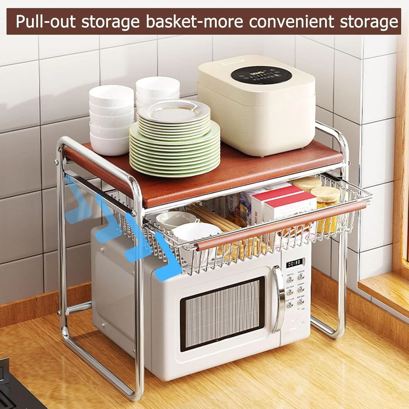 2 Tier Microwave Shelf Stand Kitchen Organizer
