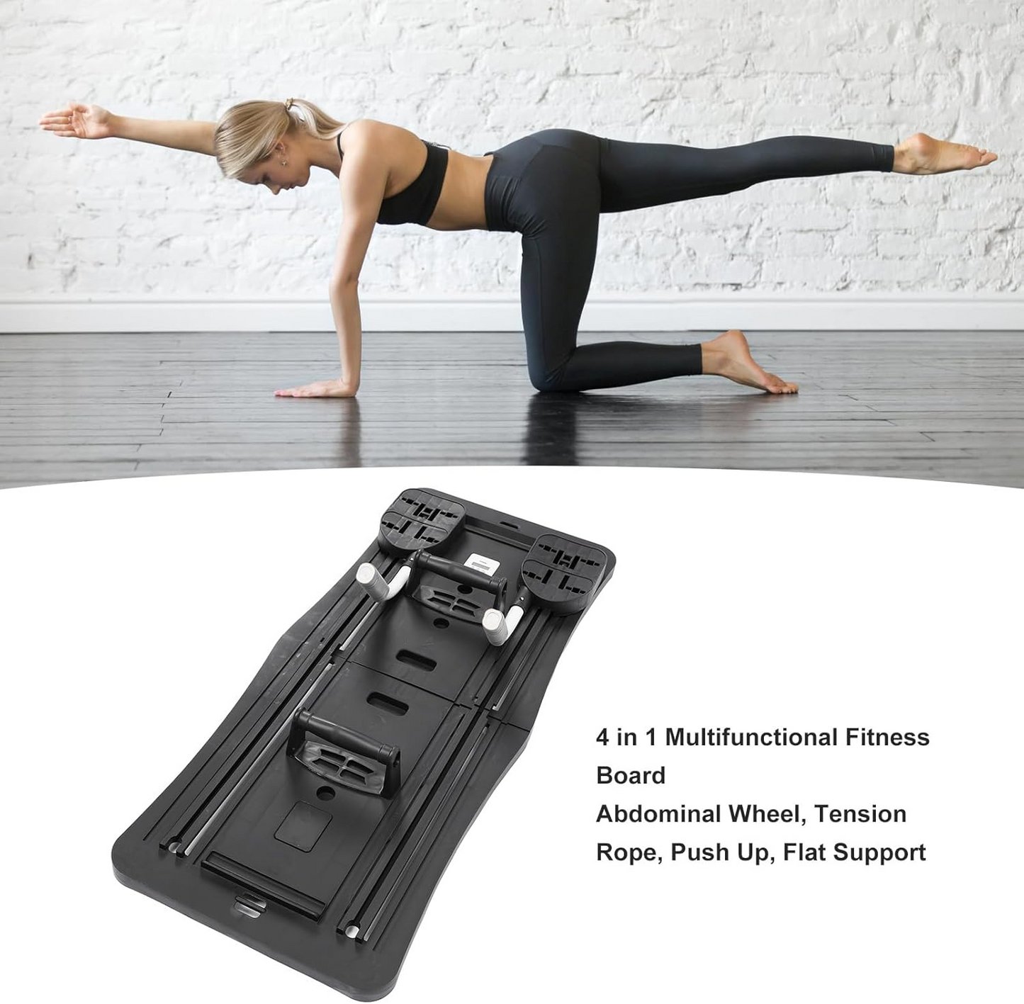 Pilates Reformer Board Machine Foldable – Multifunctional Home Fitness Board with Ab Roller