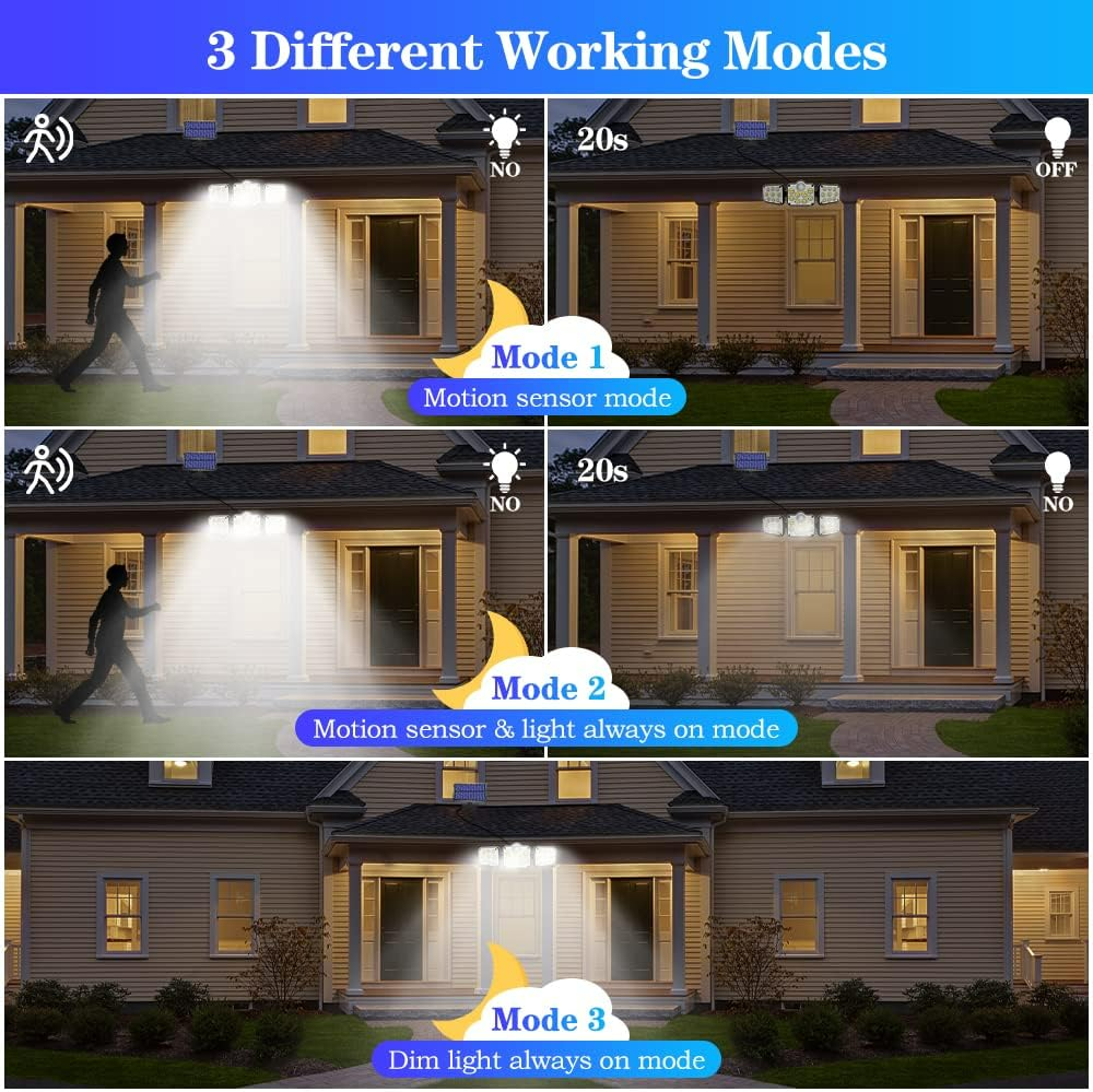 Solar Motion Sensor Outdoor Lights, 360° Rotatable, IP65 Waterproof Security Light