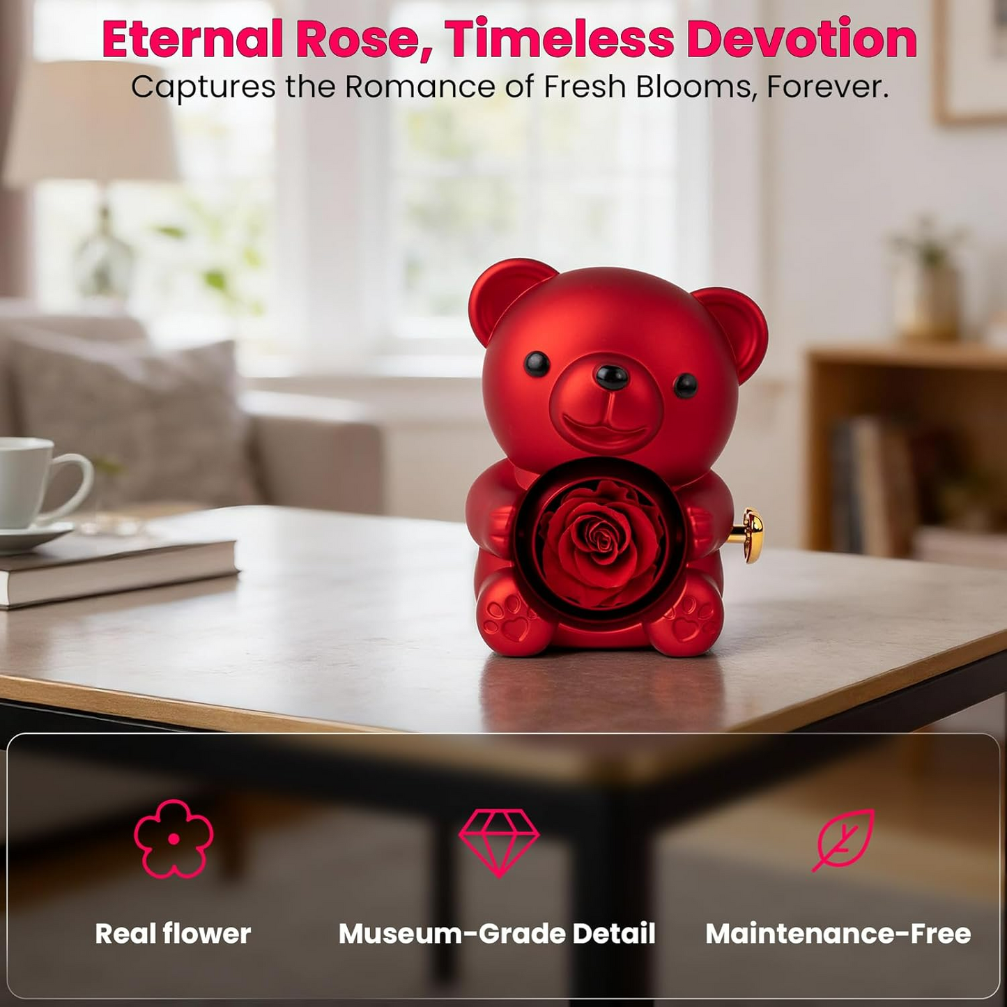 Eternal Rose Bear Box With Necklace