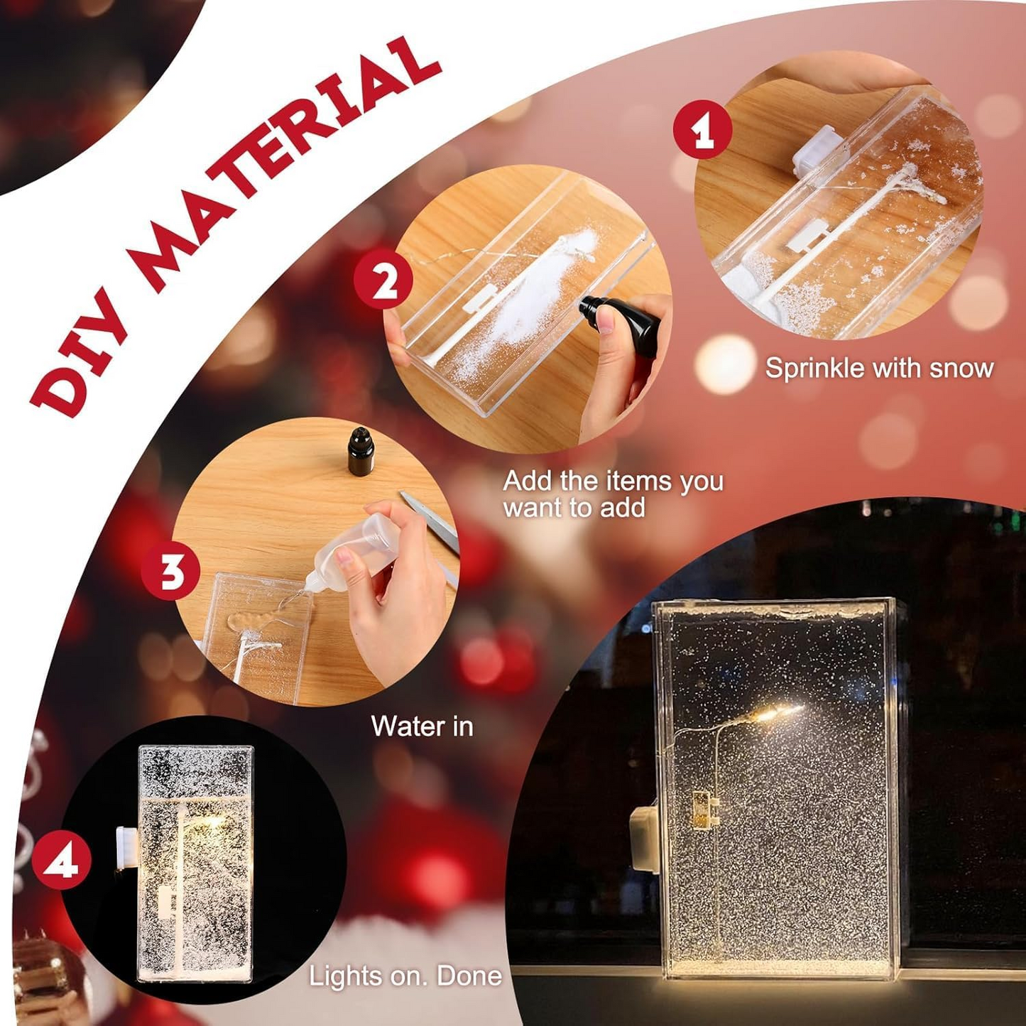 i Snow Tales Lamp, Snowy Night Street Lamp Christmas Snow Scene Light DIY Materials, Snow Globe Night Light