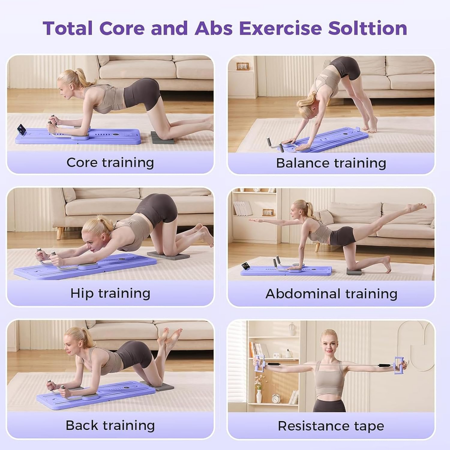Pilates Reformer Board Machine Foldable – Multifunctional Home Fitness Board with Ab Roller