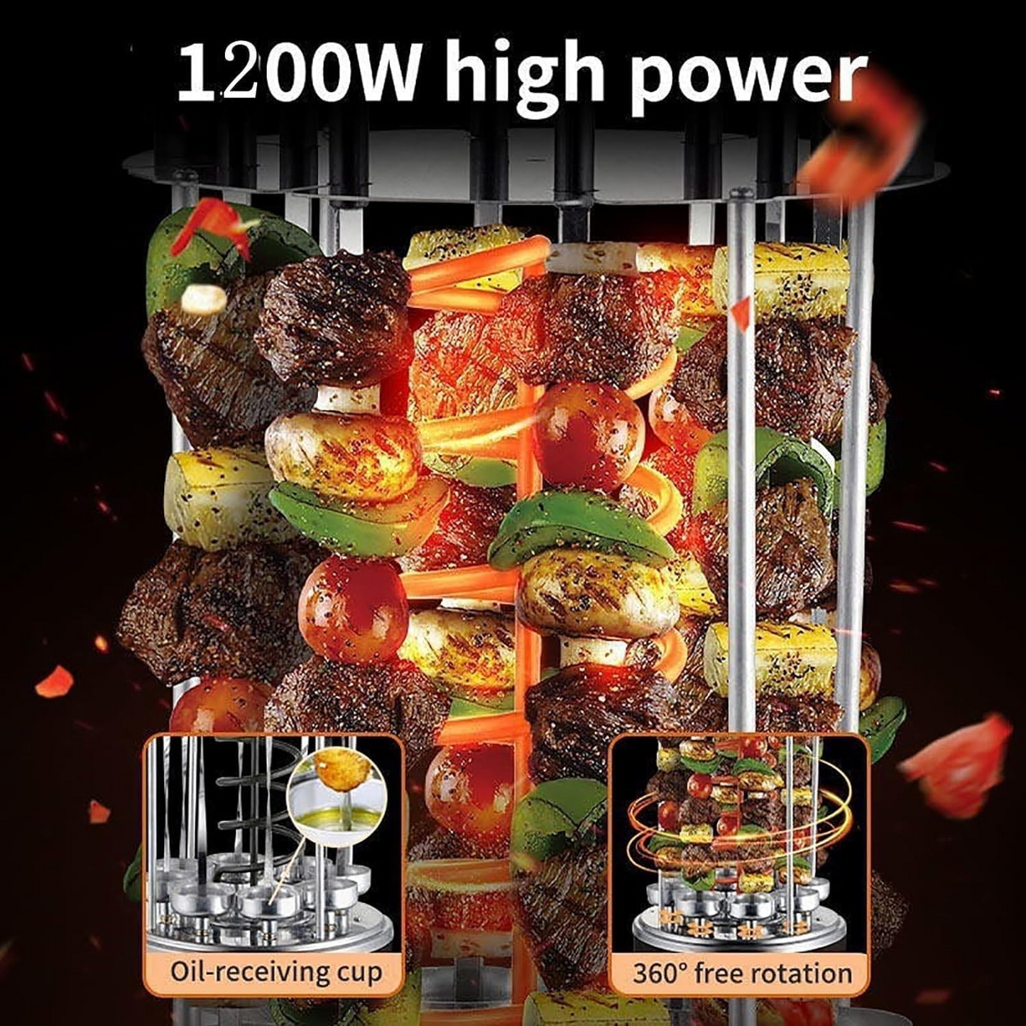 Electric Skewers Grill, Smokeless indoor barbecue machine R8612 - R8619