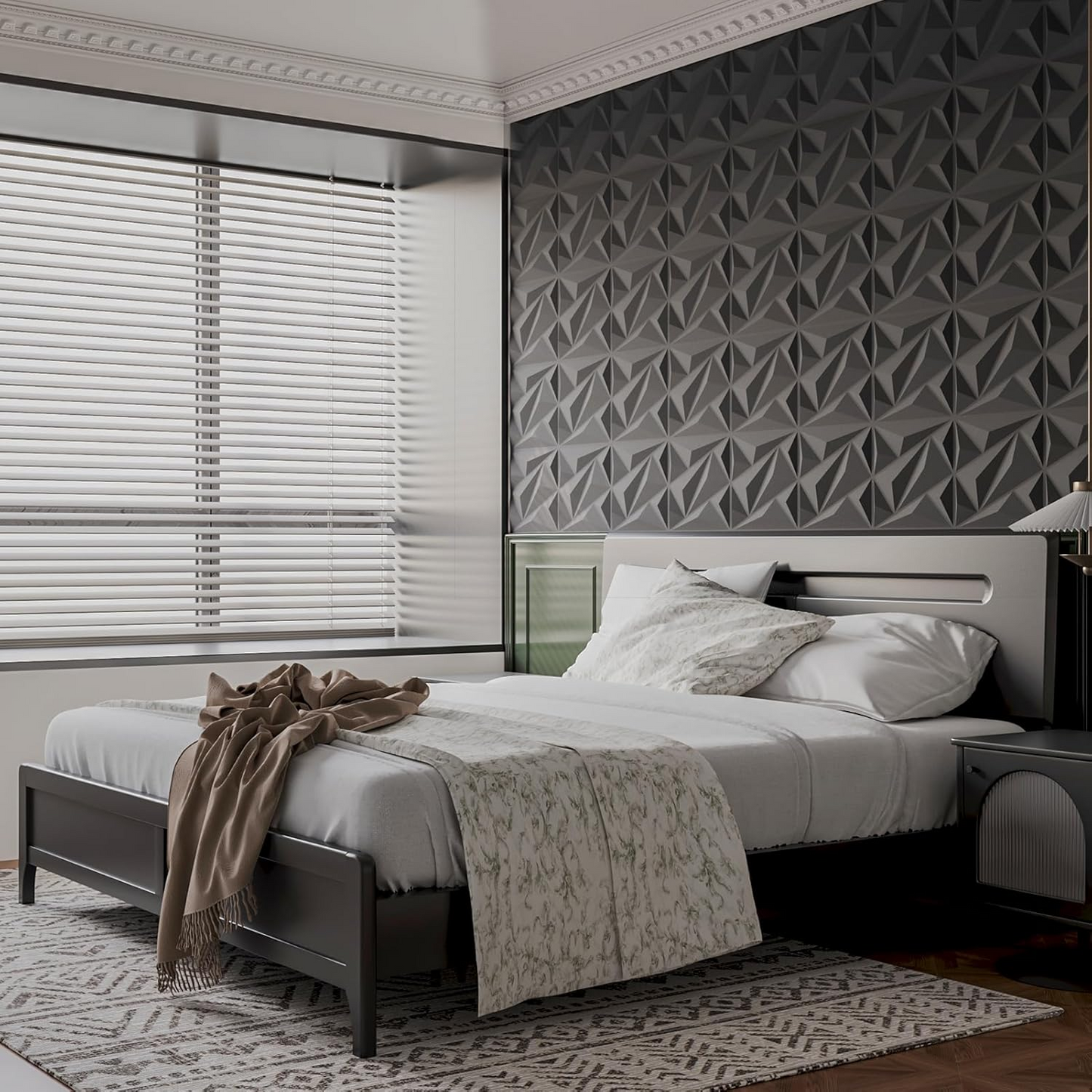 PVC 3D Black Or White Diamond Wall Panels