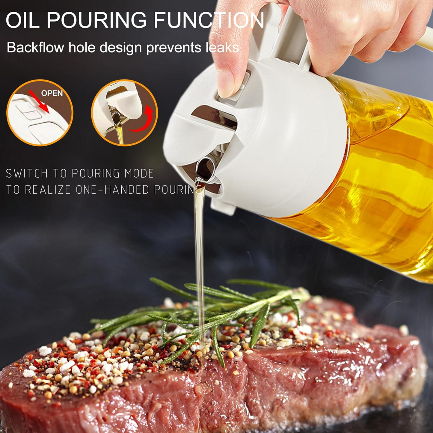 2 in 1 Olive Oil Dispenser and Oil Sprayer for Cooking