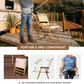 Folding Chair Camping Chairs for Adults Wood Armrest Black
