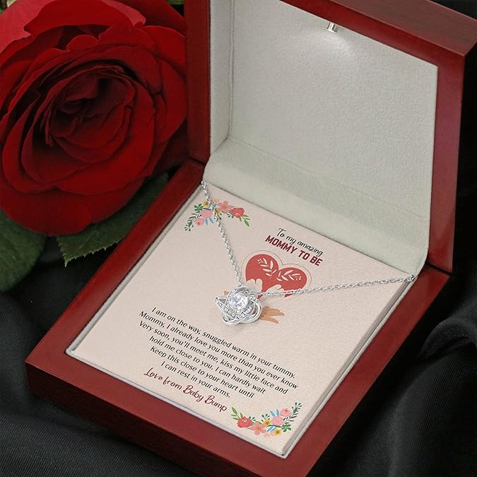 Love Knot Pendant for Her, Necklace with Message Card, Couple Jewelry Mom Note Gift