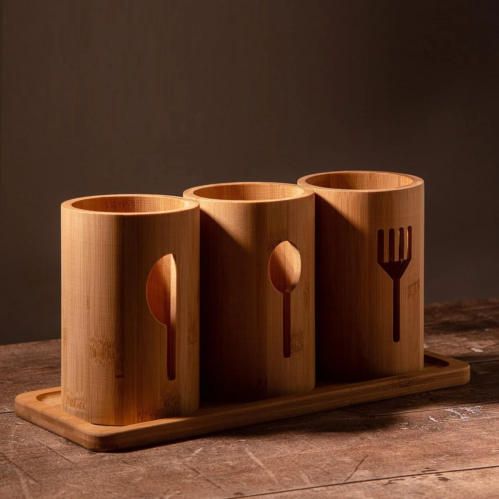 Bamboo Organiser Multi-Slot Utensil
