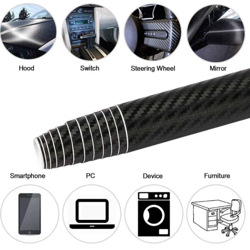 3D Carbon Fiber Car Sticker Waterproof Car Loading Edge - Door Sill - Paint Protection Film (L200 x W25)cm