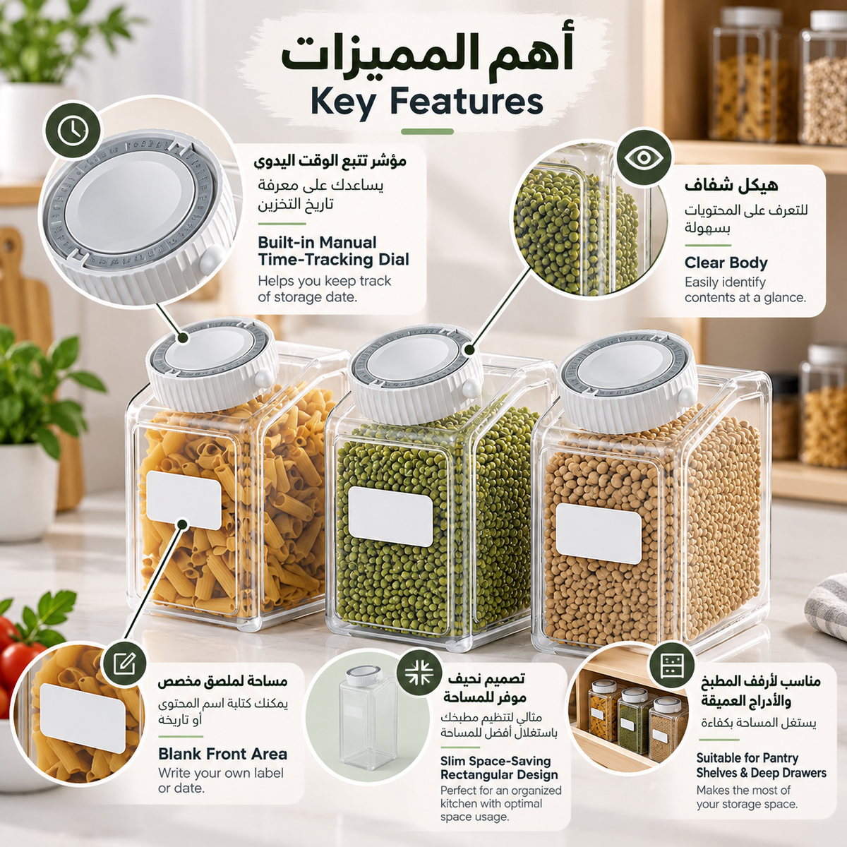 Food Storage Container With Time Track Dial