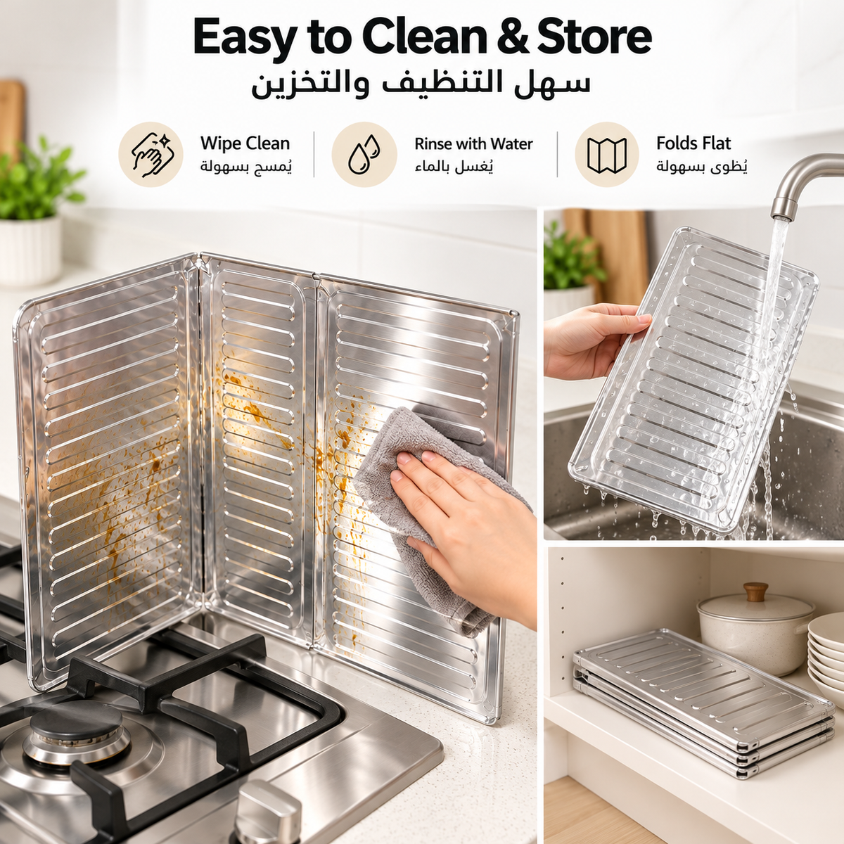 3 Sided Oil Splatter Guard |for Frying Stove Splatter Guard Anti Oil