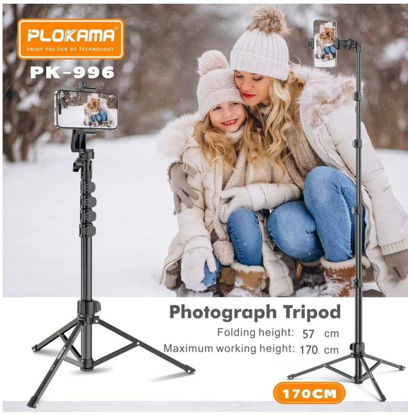 PLOKAMA PK996 Multifunctional  Bluetooth Tripod with Remote 5.5F PK996