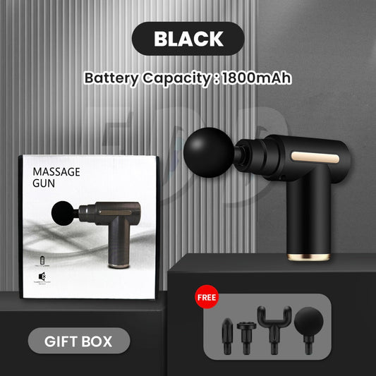 Rechargeable Mini Muscle Massage Gun With 6 Gears And 4 Massage Heads