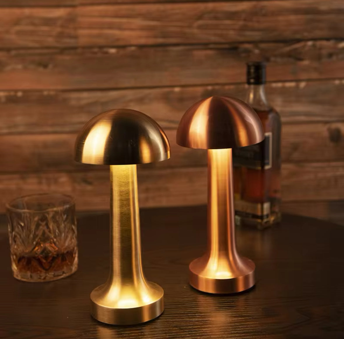 Golden Mushroom Restaurant Led Cordless Table Lamp Usb