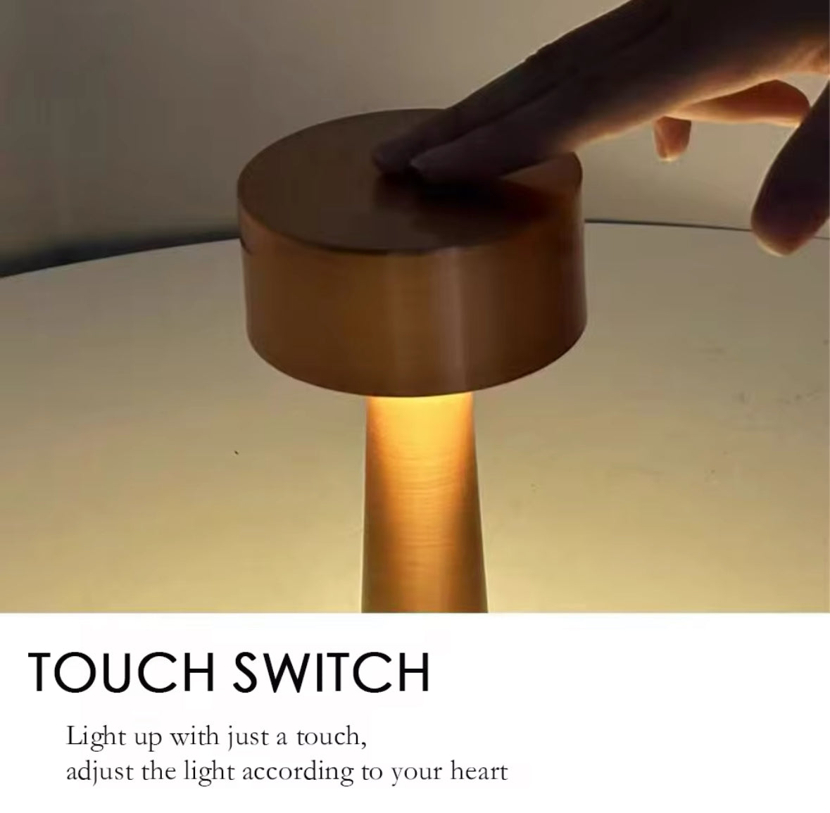 Golden Mushroom Restaurant Led Cordless Table Lamp Usb