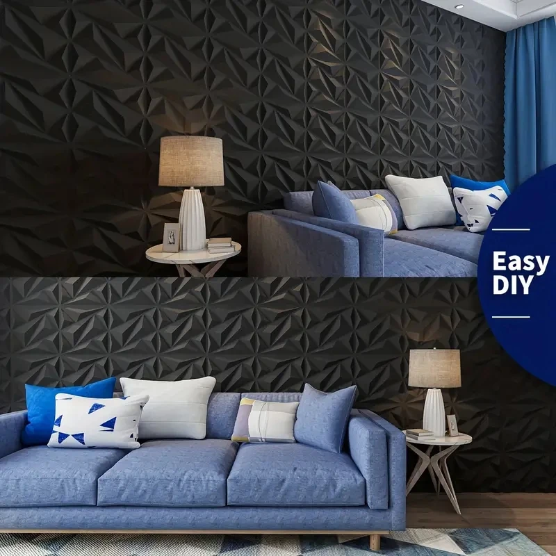 PVC 3D Black Or White Diamond Wall Panels