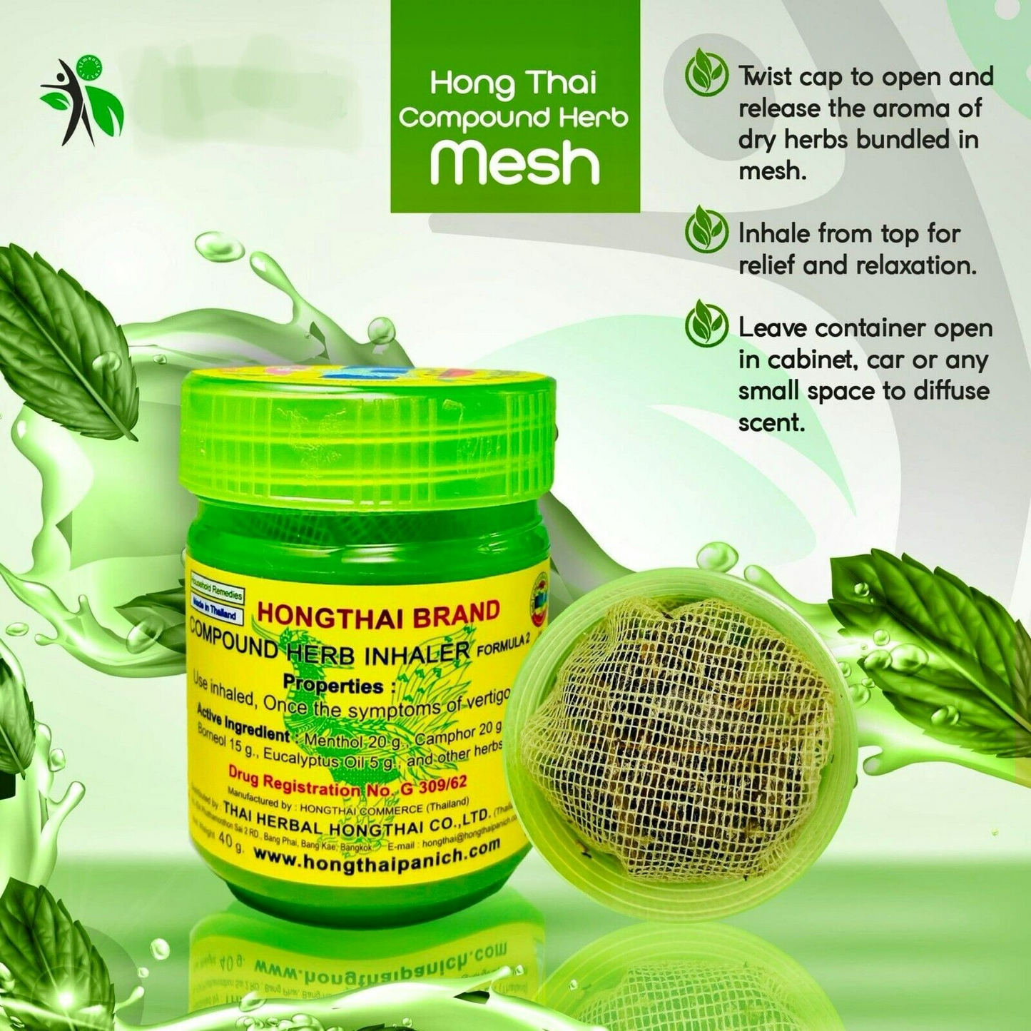 Natural Herb thai Inhaler Stick Refreshing Aromatherapy for Sinus Relief and Mental Clarity